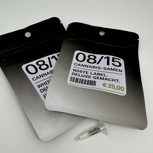 08/15 Seed Pack mit ironischem Label und Preis
